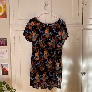 Black Dress Floral + Bird Print